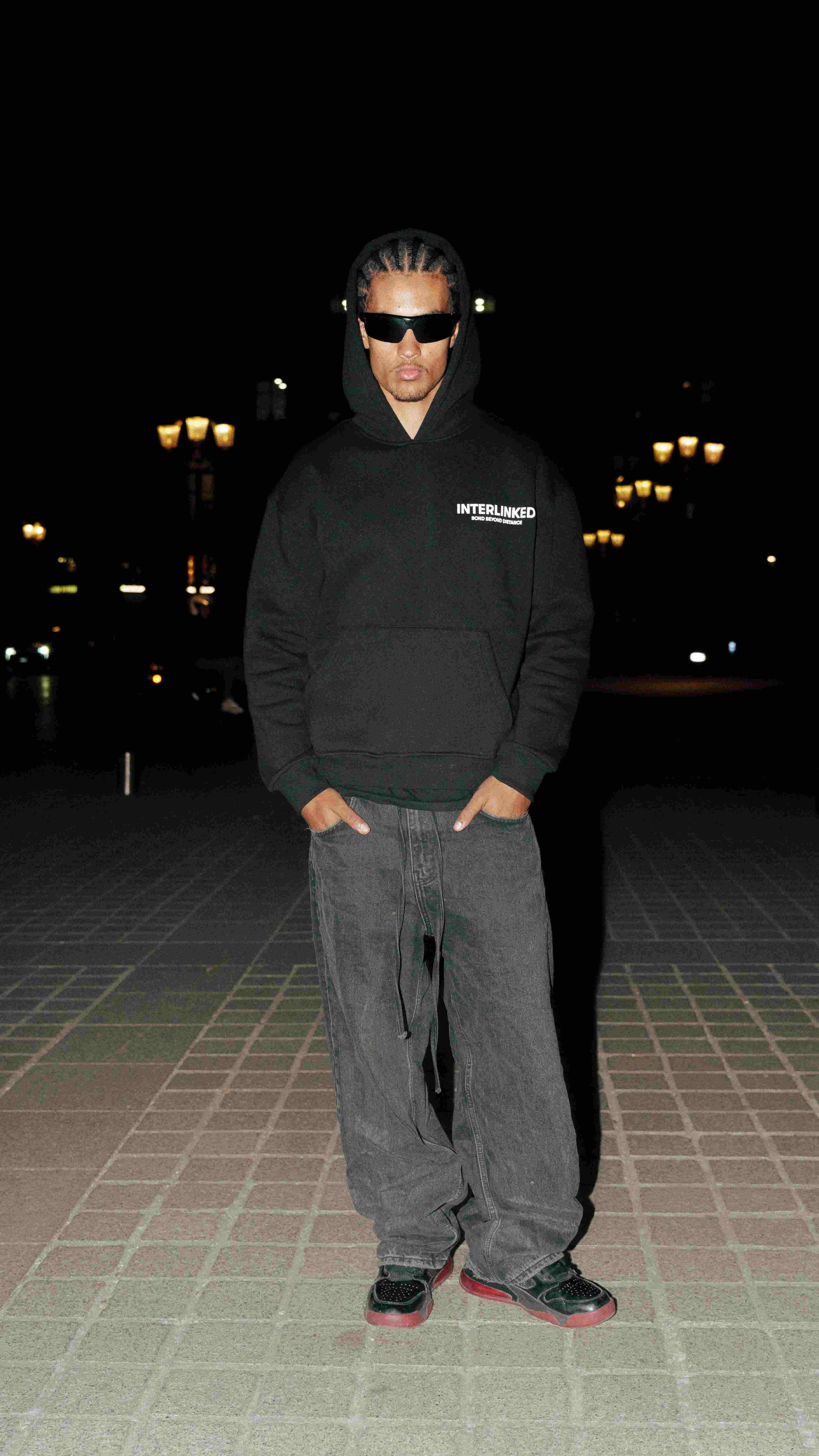 Sweat à capuche noir à maillons