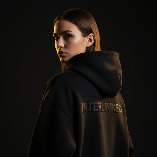 Interlinked Hoodie Black Lettering